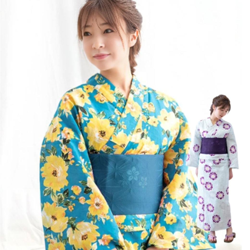 ⭐️美品⭐️YUKATA summer collection 3点セット Yukata Set – Japanese Summer Kimono with Obi – YoiYoi Japanese Sake