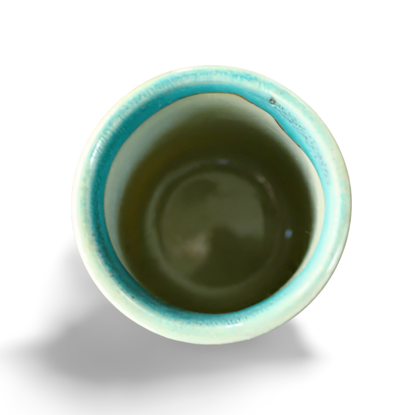 Green-Rimmed Porcelain Sake Cup “Drink Sake”