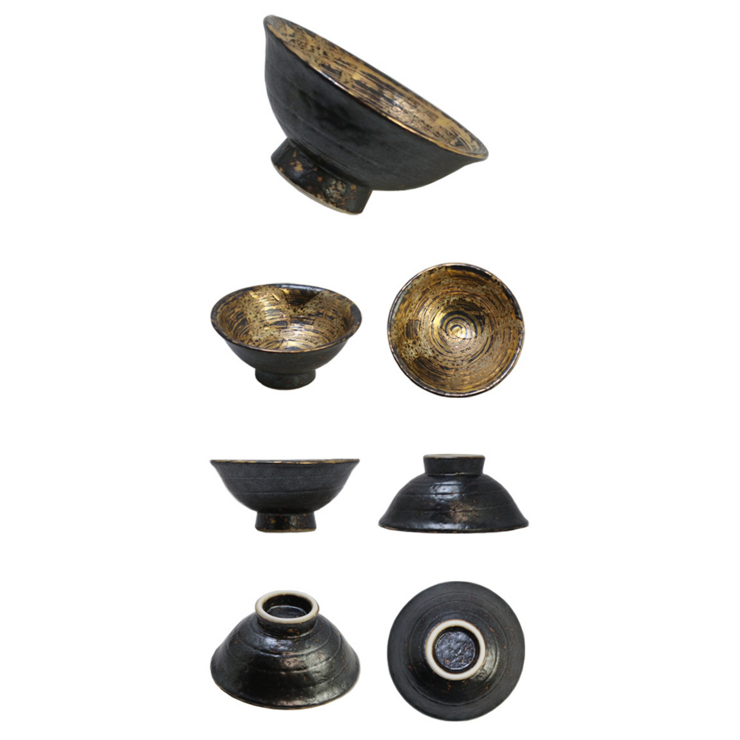 Luxurious Gold Decorated Sake Cup Japanese Tableware Black Made in Japan Ceramic Modern Japanese Cup Sakazuki 40cc Hasami Ware High end Gift