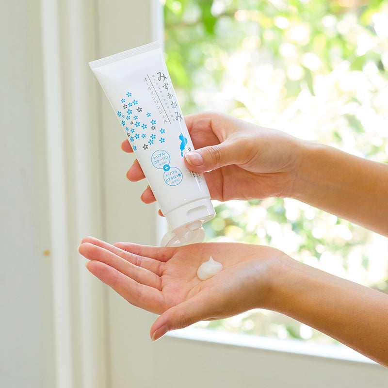 Sake Skin care Mizukagami Cosme All in one gel Rice bran lees Made in Japan Moisture Collagen Hyaluronic acid みずかがみ コスメ オールインワン ジェル