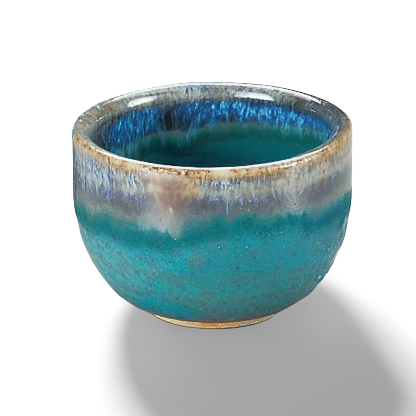Japanese Porcelain Turquoise Blue Guinomi Sake Cup