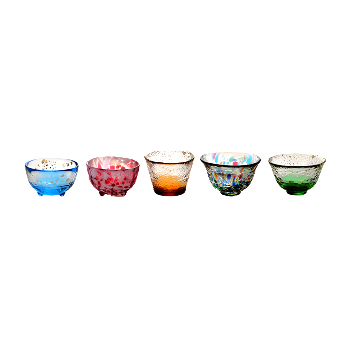Tsugaru Vidro 5 Sake cups Set Gift Box Traditional Japanese Glass Handmade Made in Japan