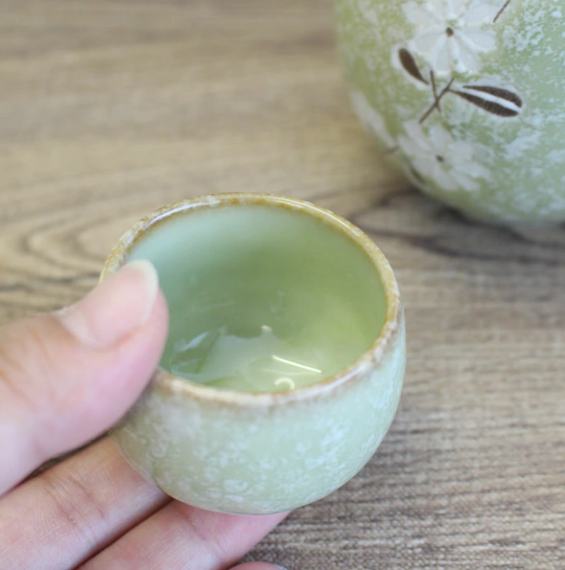 Hanao Hiwa Tokkuri & 2Cups Set Minoyaki
