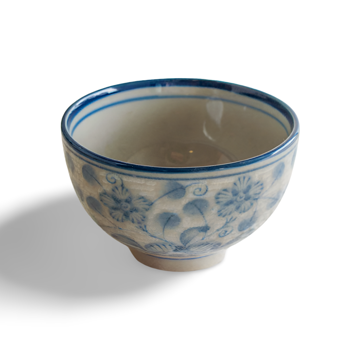 Aizome Kobana Karakusa Ochoko Indigo Floral Sake Cup