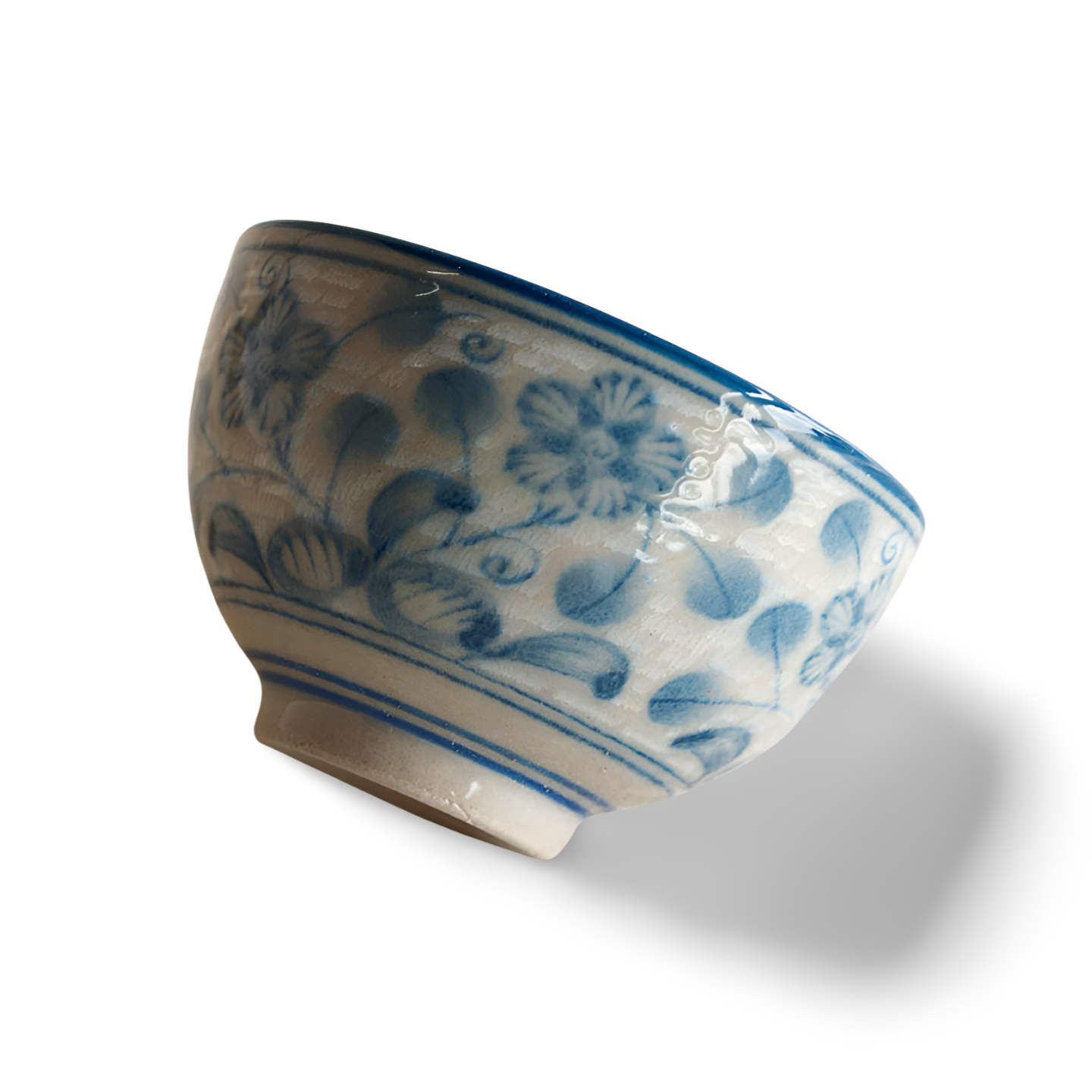 Aizome Kobana Karakusa Ochoko Indigo Floral Sake Cup