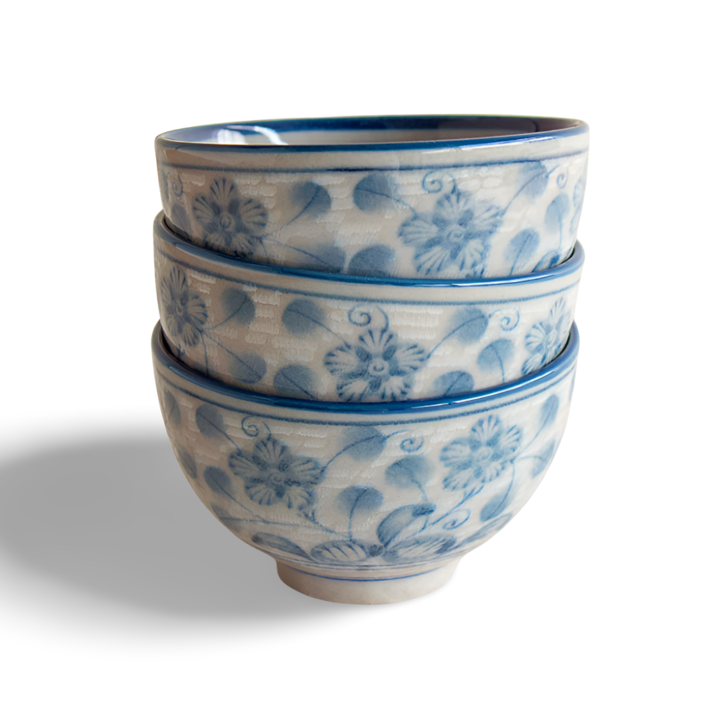 Aizome Kobana Karakusa Ochoko Indigo Floral Sake Cup