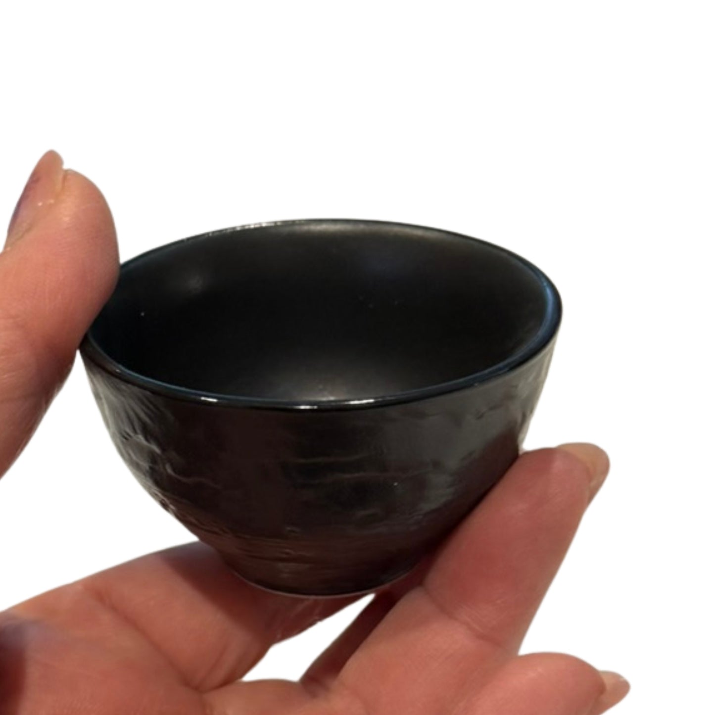 Handcrafted Minoyaki Black Glaze 'Kuroyu' Sake Cup- Minimalist Wabi-Sabi Guinomie