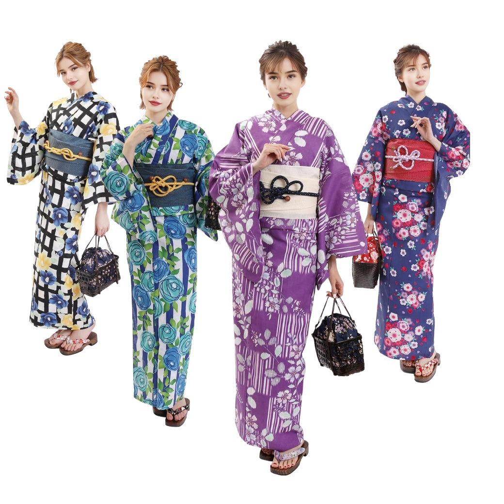 Yukata Set – Japanese Summer Kimono with Obi – YoiYoi Japanese Sake