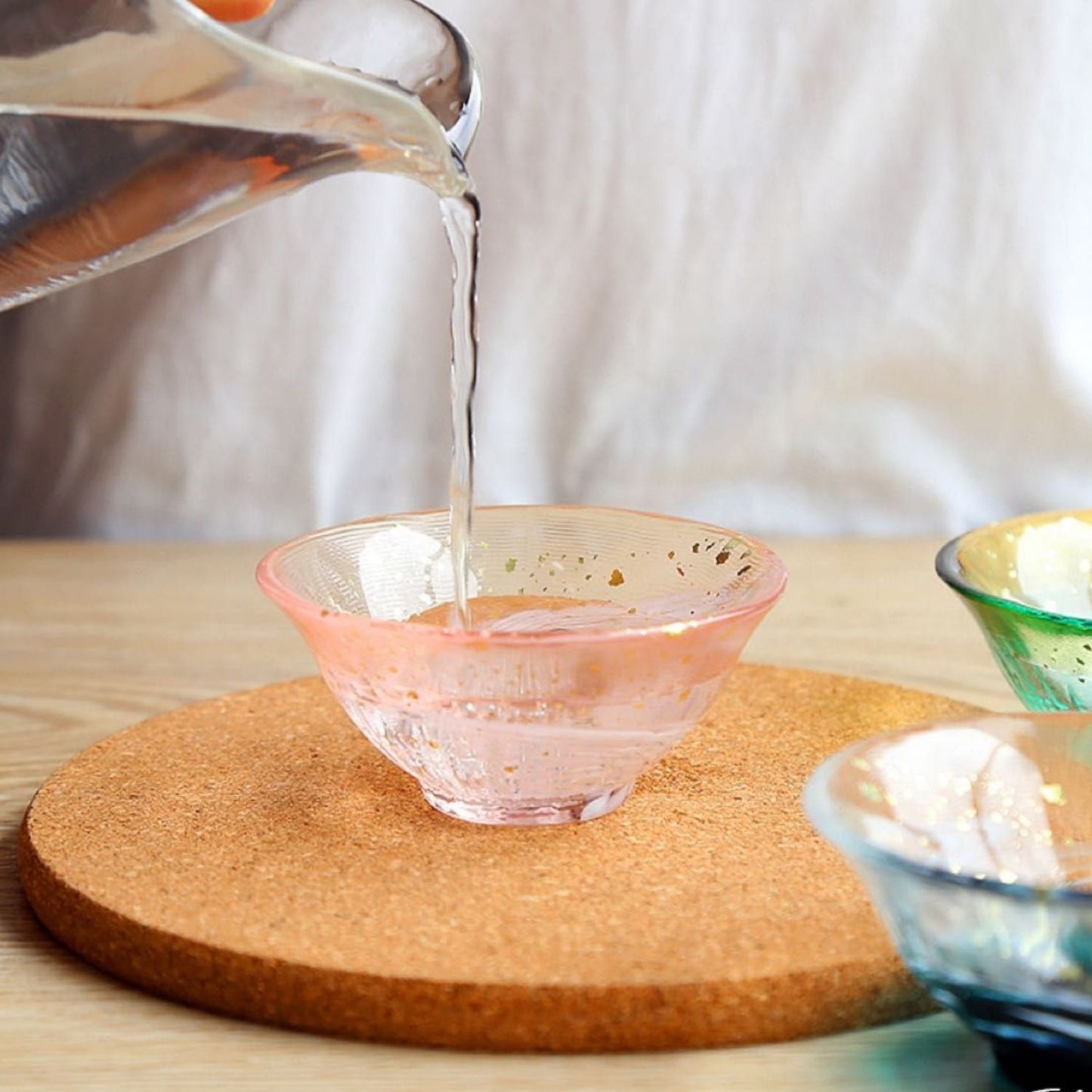 Tsugaru Vidro "Sayaka" Gold Leaf Sake Cup — Early Summer & Spring Blossom