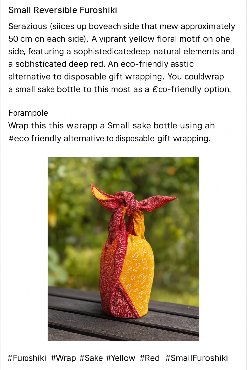 Reversible Furoshiki  – For Small Sake Bottles &Wraping Gifts